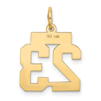14k Small Satin Number 23 Charm-LSS23