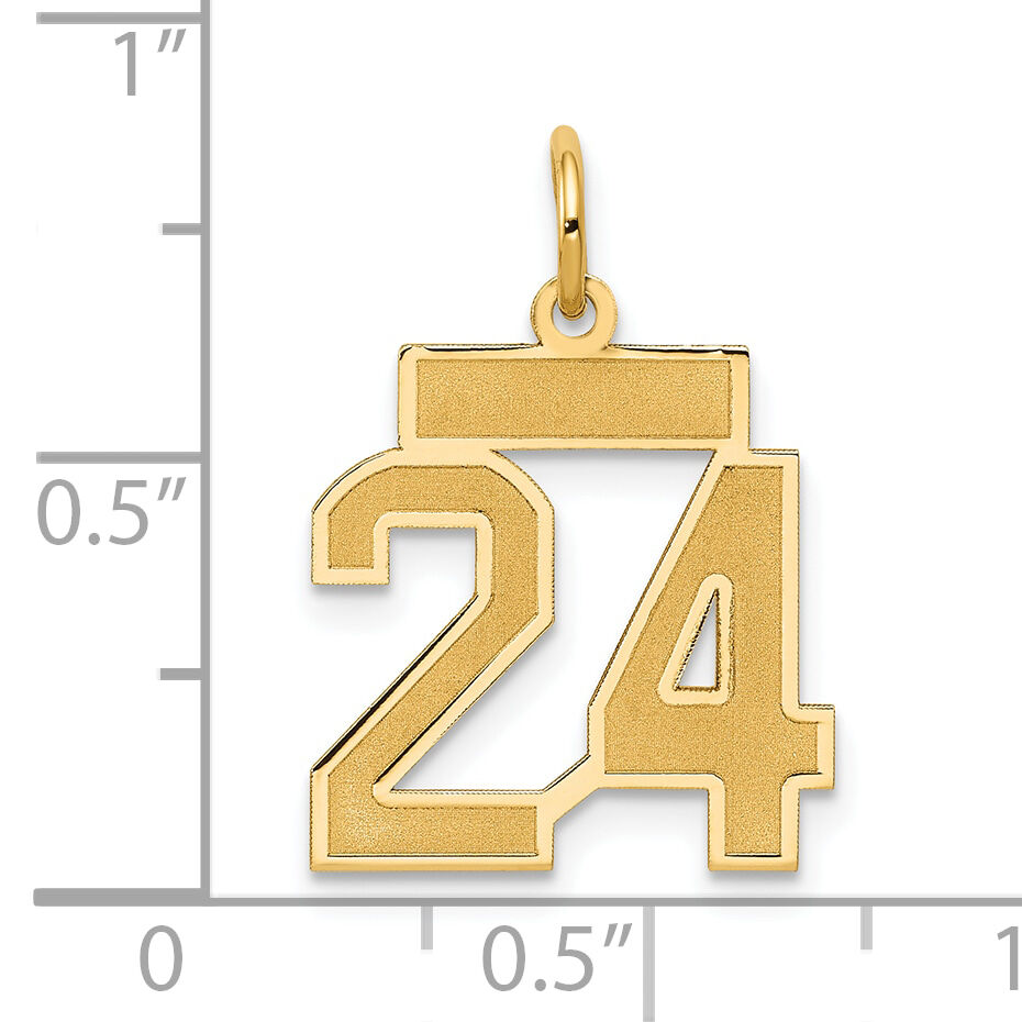 14k Small Satin Number 24 Charm-LSS24