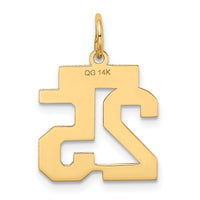 14k Small Satin Number 25 Charm-LSS25