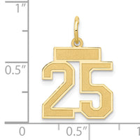 14k Small Satin Number 25 Charm-LSS25