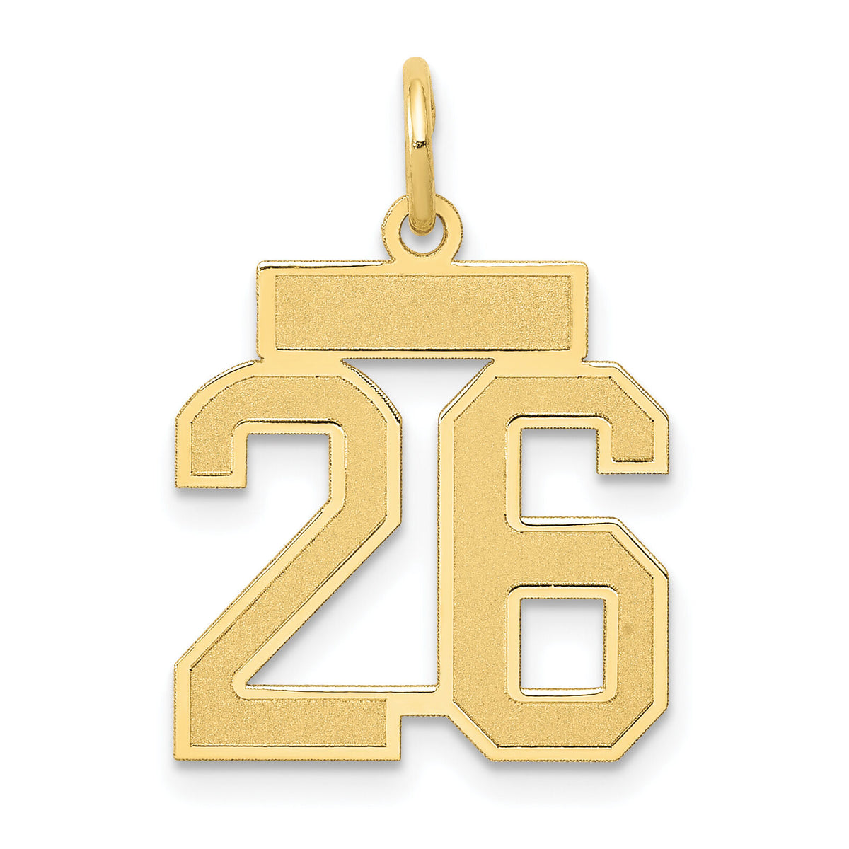 14k Small Satin Number 26 Charm-LSS26