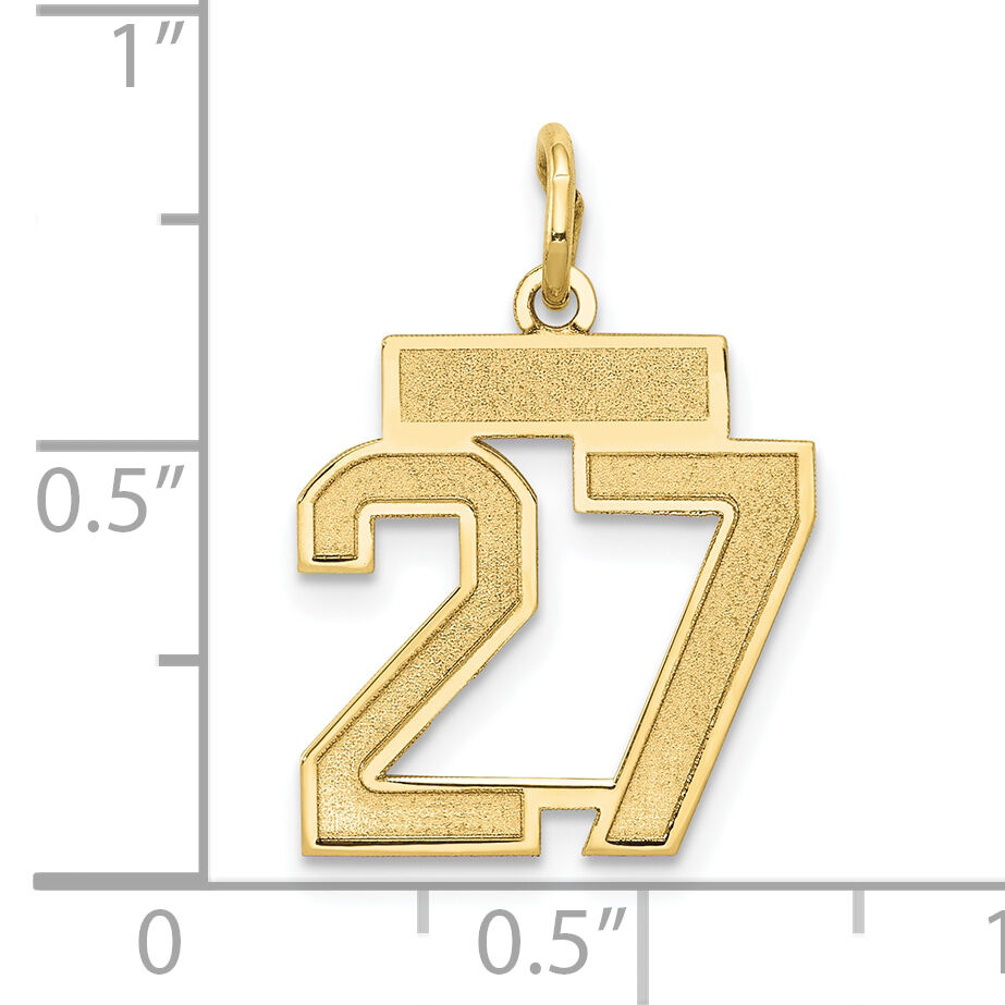 14k Small Satin Number 27 Charm-LSS27