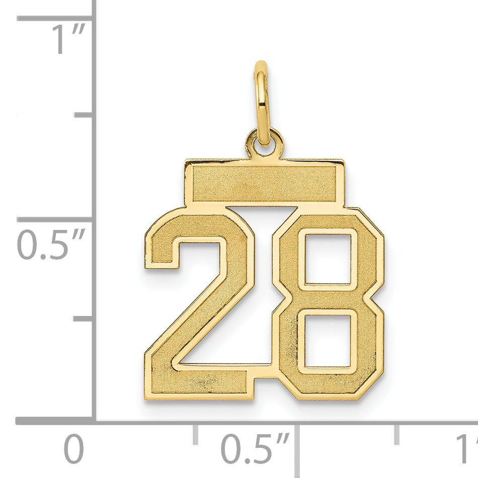 14k Small Satin Number 28 Charm-LSS28