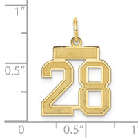 14k Small Satin Number 28 Charm-LSS28