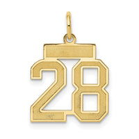 14k Small Satin Number 28 Charm-LSS28