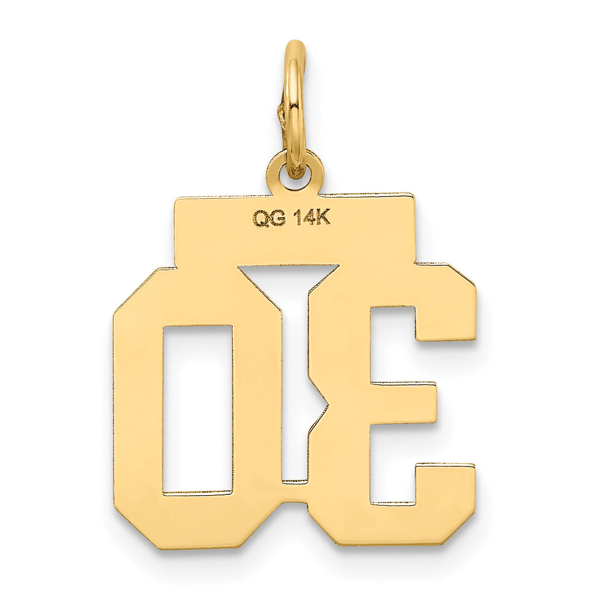14k Small Satin Number 30 Charm-LSS30