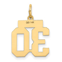 14k Small Satin Number 30 Charm-LSS30
