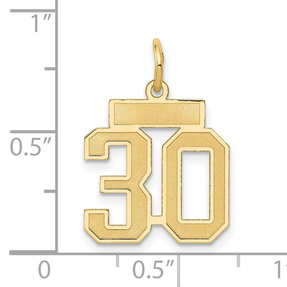14k Small Satin Number 30 Charm-LSS30