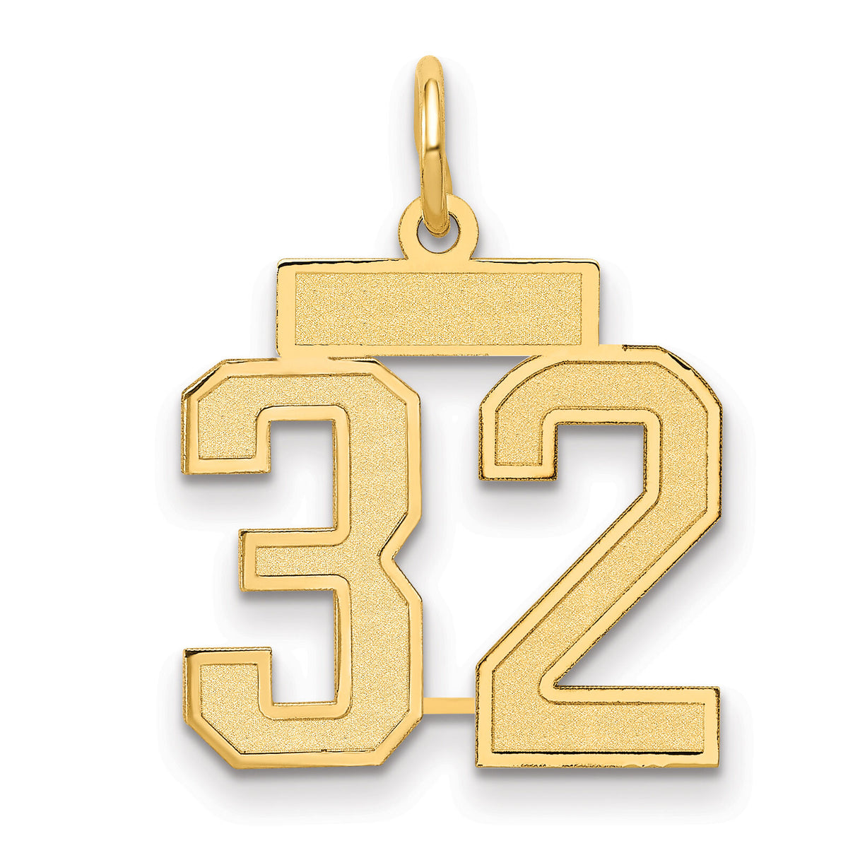 14k Small Satin Number 32 Charm-LSS32