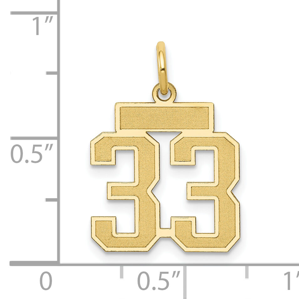 14k Small Satin Number 33 Charm-LSS33