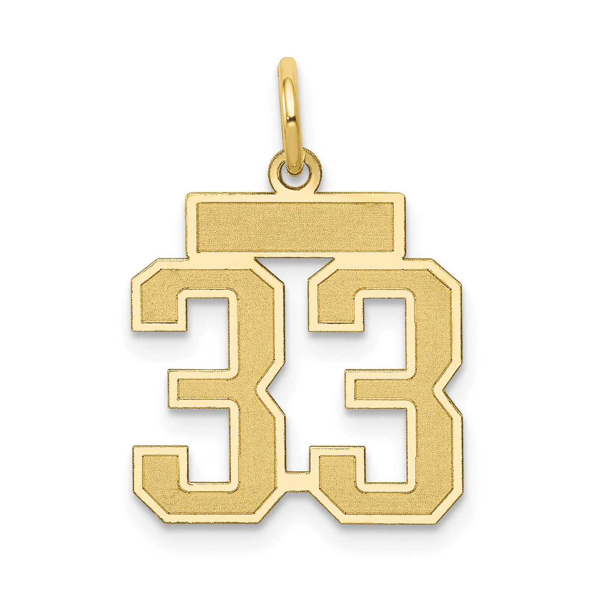 14k Small Satin Number 33 Charm-LSS33