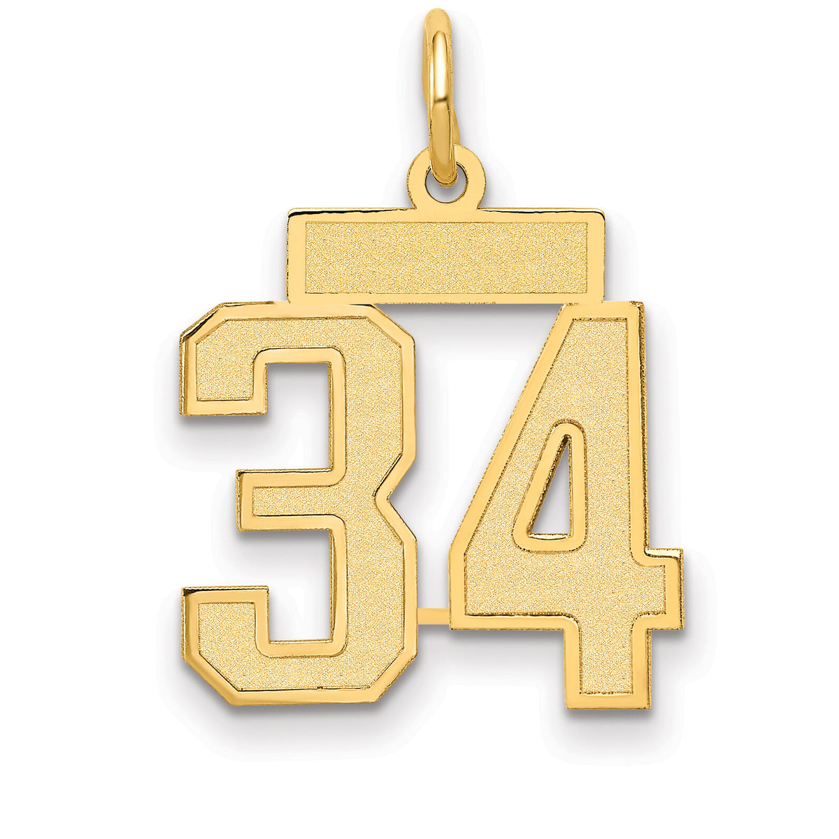14k Small Satin Number 34 Charm-LSS34