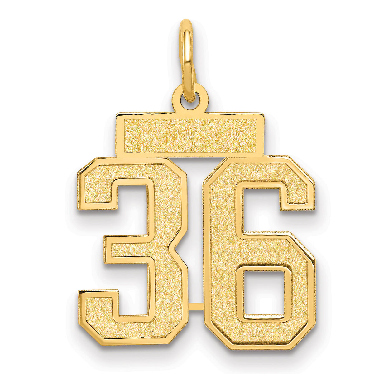 14k Small Satin Number 36 Charm-LSS36