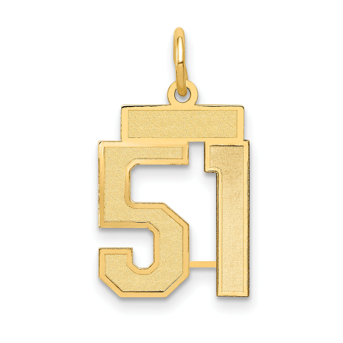 14k Small Satin Number 51 Charm-LSS51