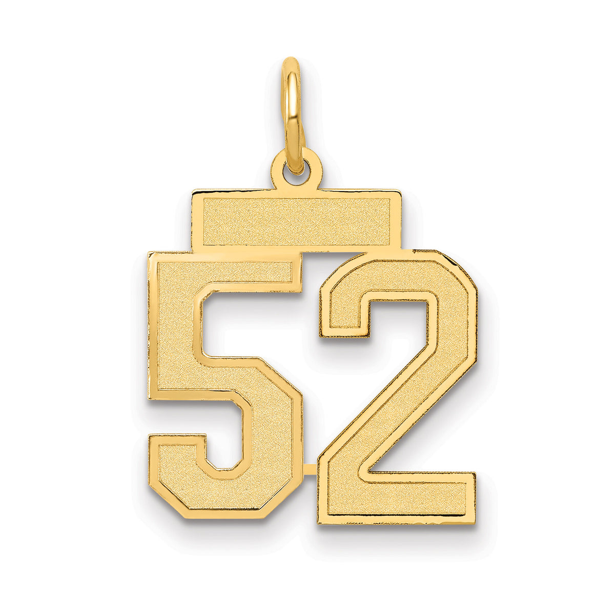 14k Small Satin Number 52 Charm-LSS52