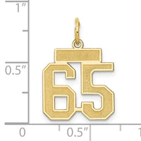 14k Small Satin Number 65 Charm-LSS65