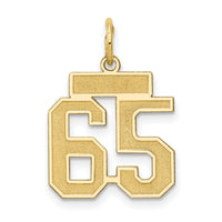 14k Small Satin Number 65 Charm-LSS65