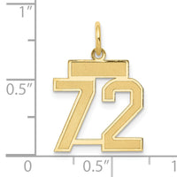 14k Small Satin Number 72 Charm-LSS72