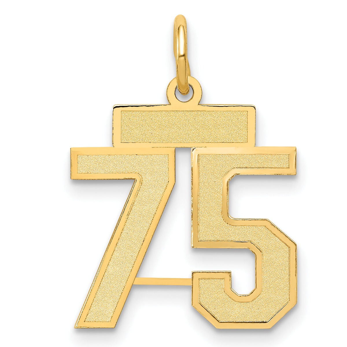 14k Small Satin Number 75 Charm-LSS75