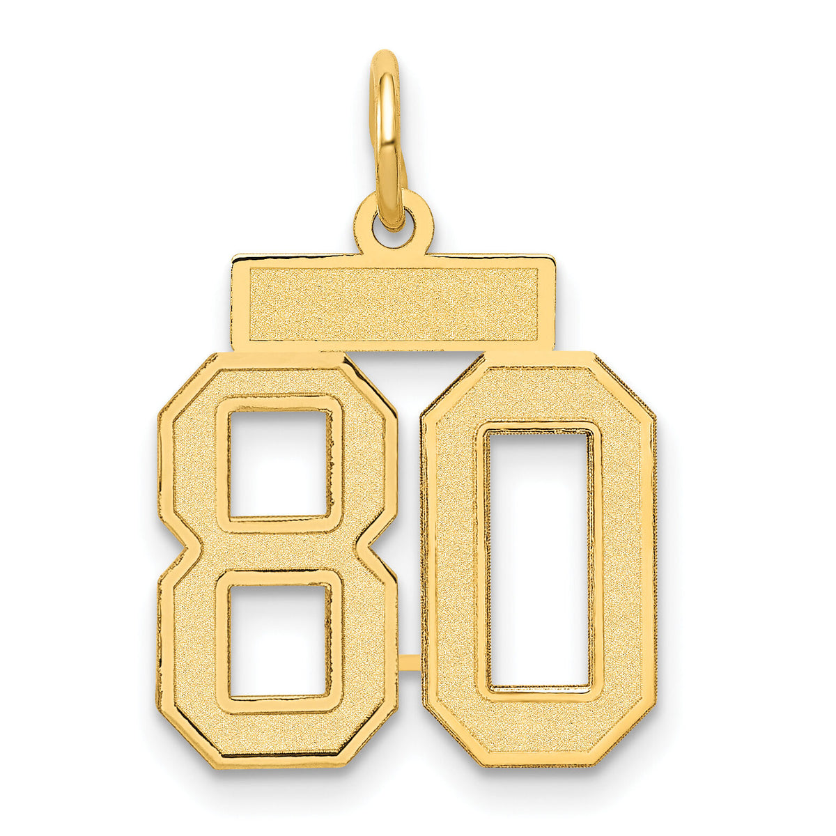 14k Small Satin Number 80 Charm-LSS80