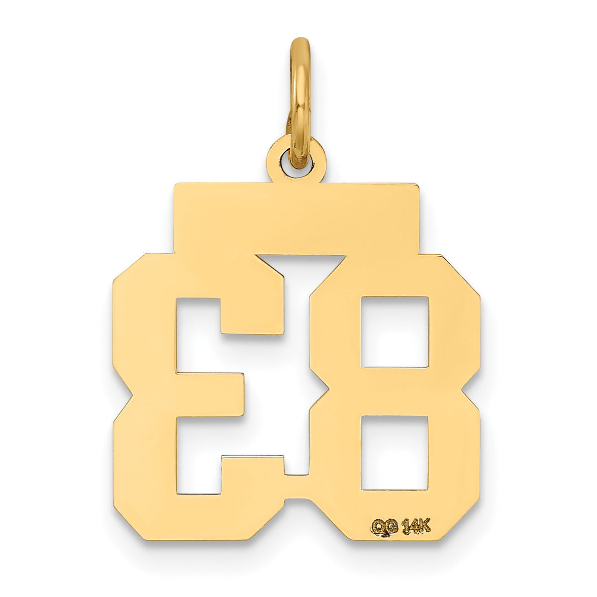 14k Small Satin Number 83 Charm-LSS83