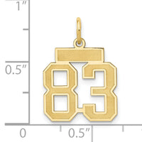 14k Small Satin Number 83 Charm-LSS83