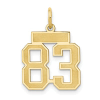 14k Small Satin Number 83 Charm-LSS83