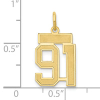 14k Small Satin Number 91 Charm-LSS91