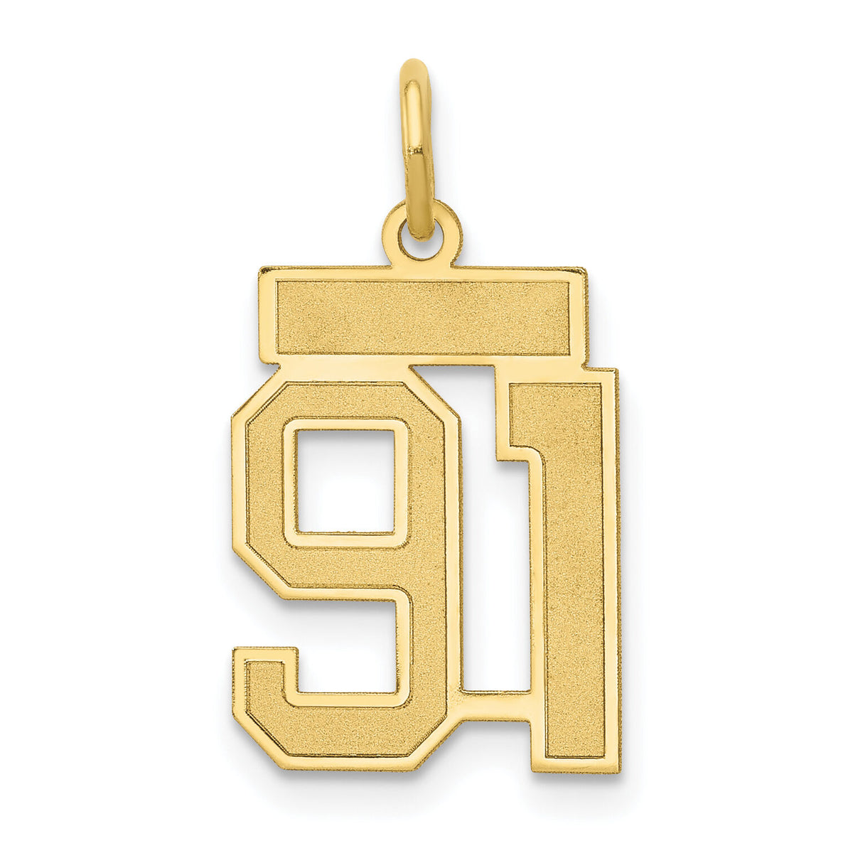 14k Small Satin Number 91 Charm-LSS91