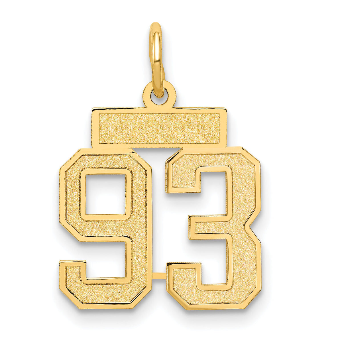14k Small Satin Number 93 Charm-LSS93