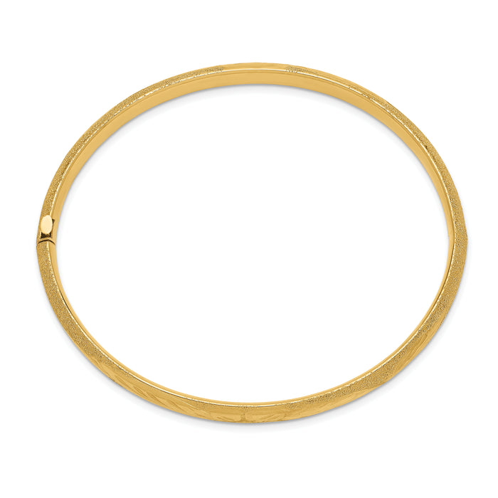 14k 4/16 Laser Cut Hinged Bangle Bracelet-LZ4/16