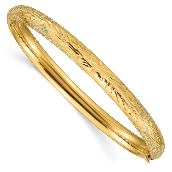 14k 4/16 Oversized Laser Cut Hinged Bangle Bracelet-LZ4/16O