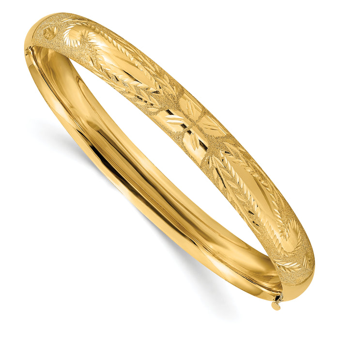 14k 5/16 Laser Cut Hinged Bangle Bracelet-LZ5/16