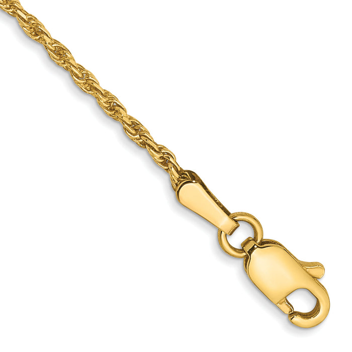 14k 1.3mm Solid Diamond-cut Machine-Made Rope Chain Anklet-M012L-9