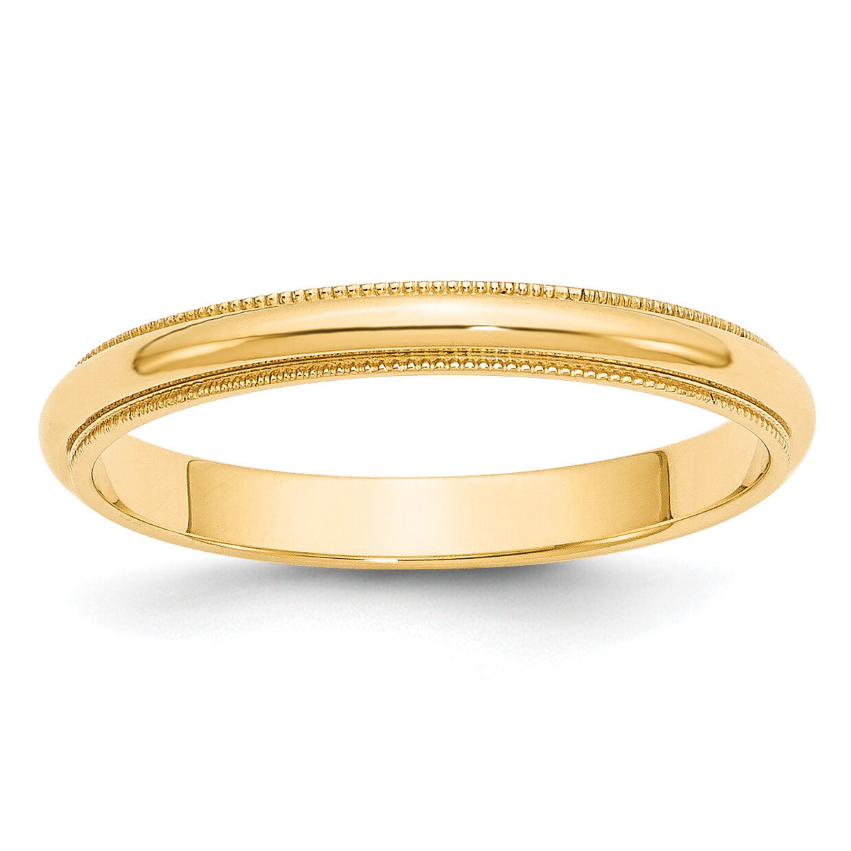 14KY 3mm Milgrain Half Round Band-M030