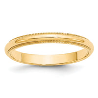 14KY 3mm Milgrain Half Round Band-M030