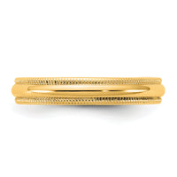 14KY 3.5mm Milgrain Half Round Band-M035