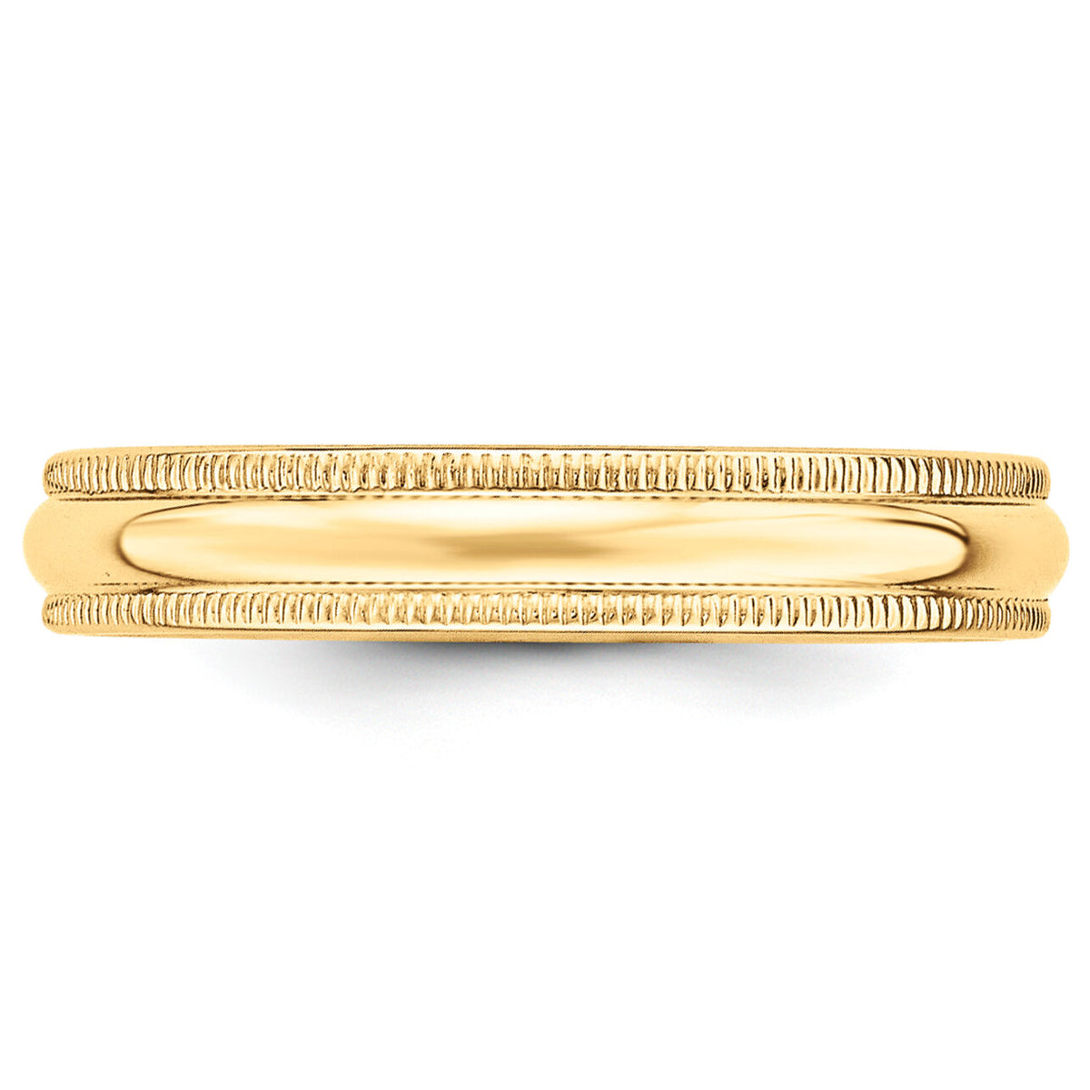14KY 4mm Milgrain Half Round Band-M040