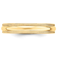 14KY 4mm Milgrain Half Round Band-M040