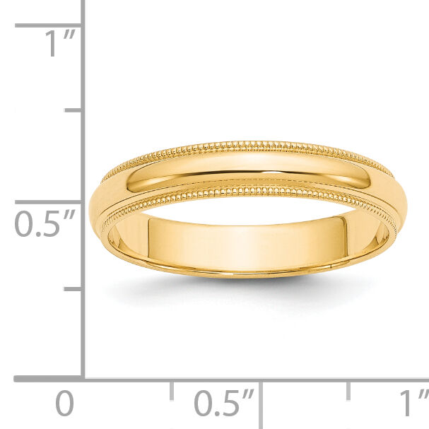 14KY 4mm Milgrain Half Round Band-M040