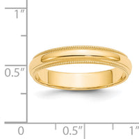 14KY 4mm Milgrain Half Round Band-M040