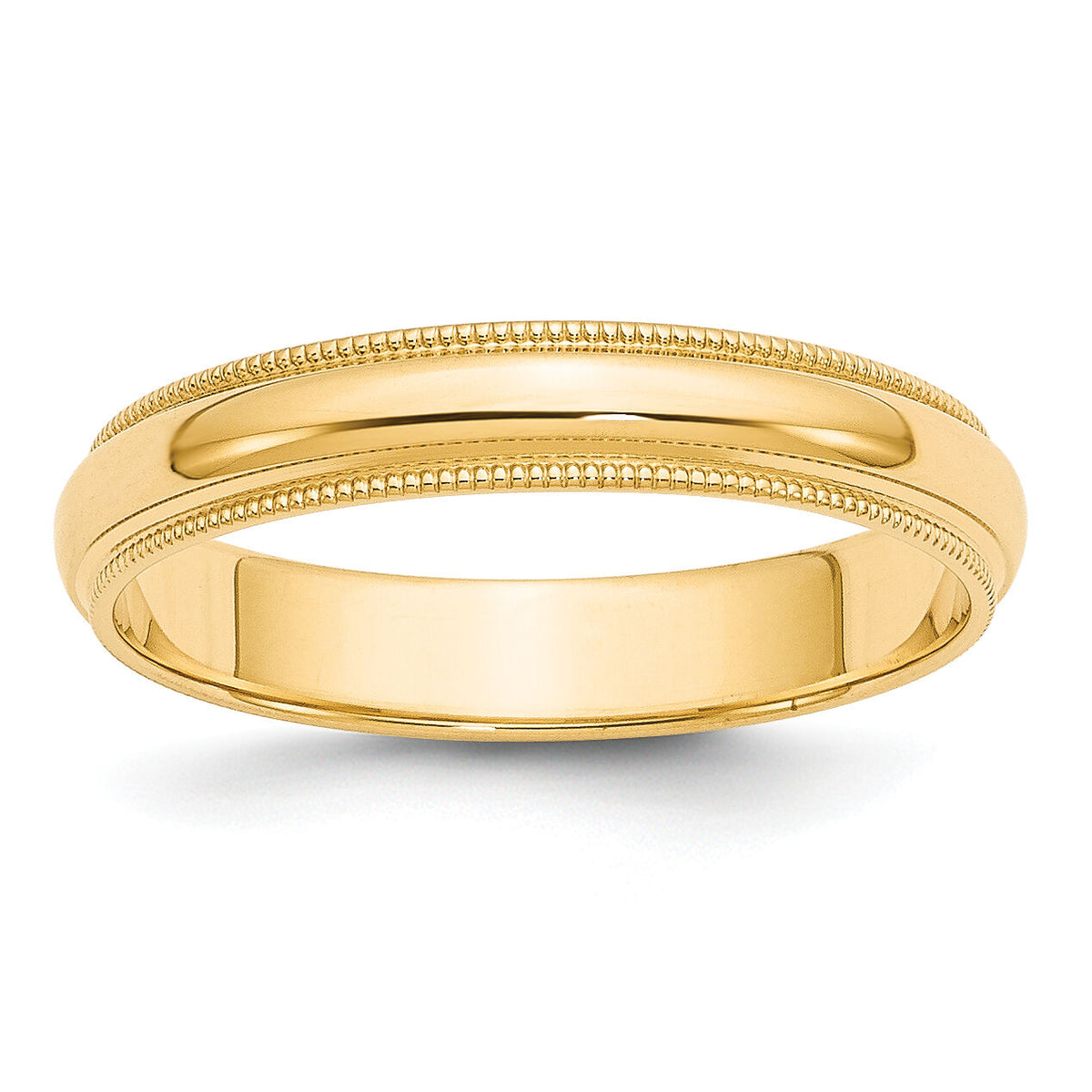 14KY 4mm Milgrain Half Round Band-M040