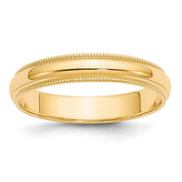 14KY 4mm Milgrain Half Round Band-M040