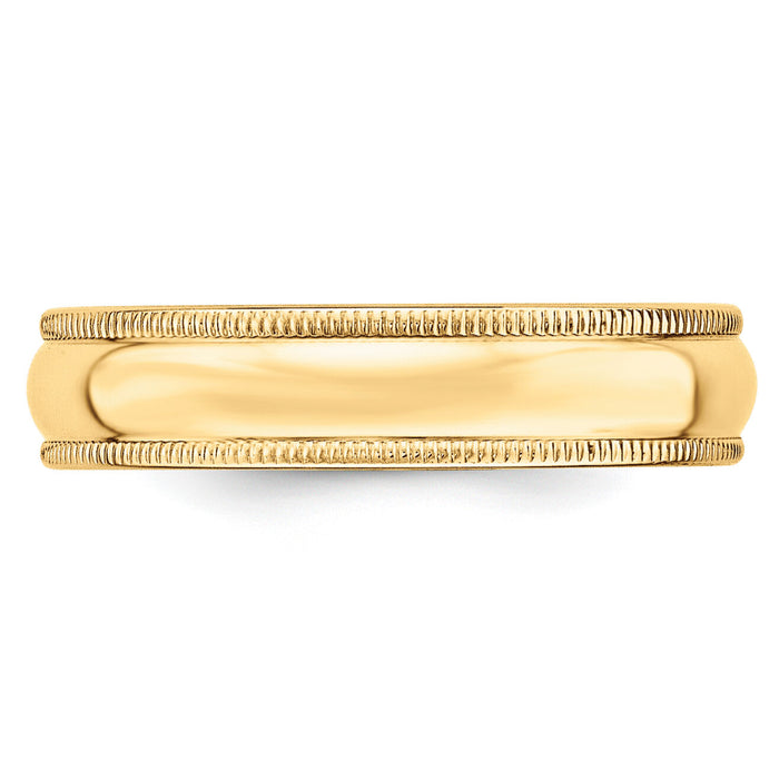 14KY 5mm Milgrain Half Round Band-M050
