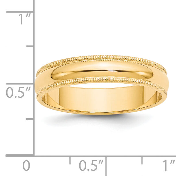 14KY 5mm Milgrain Half Round Band-M050
