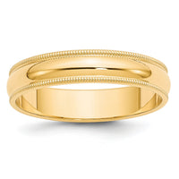 14KY 5mm Milgrain Half Round Band-M050
