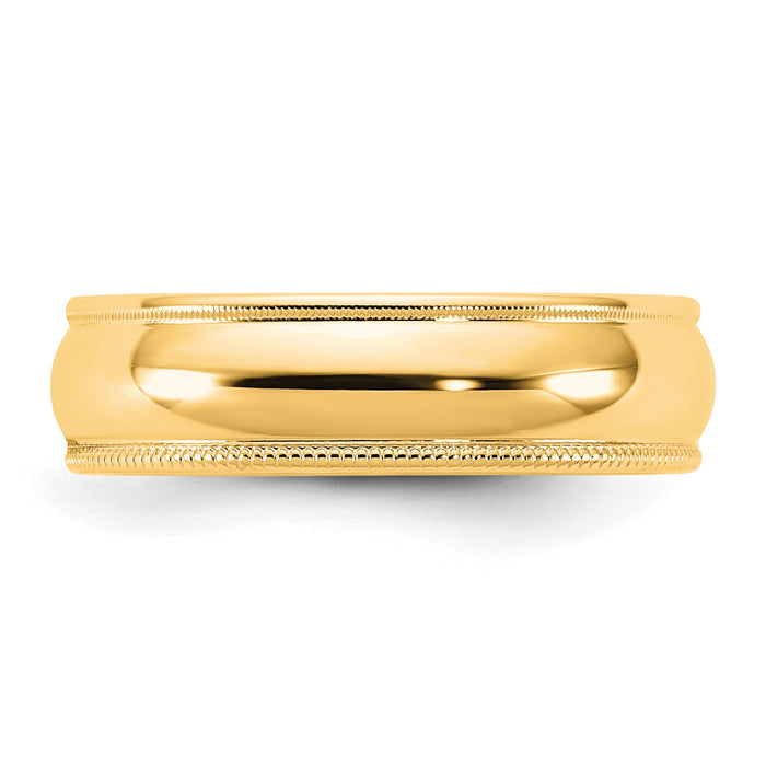14KY 5.5mm Milgrain Half Round Band-M055