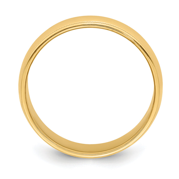 14KY 6mm Milgrain Half Round Band-M060