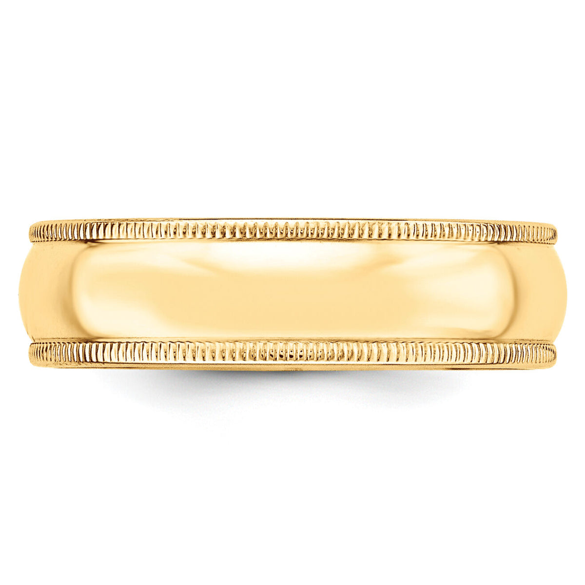14KY 6mm Milgrain Half Round Band-M060