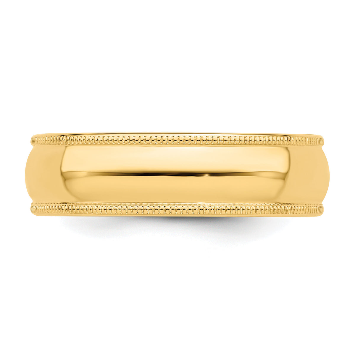 14KY 6mm Milgrain Half Round Band-M060